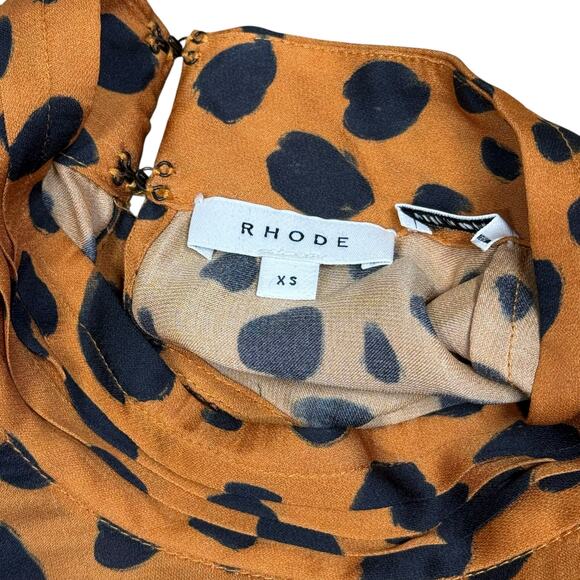 Rhode Dresses Brown Black Leopard Print Long Sleeve Caroline Mini Dress XS - Picture 13 of 14